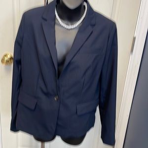 Lands End women’s modern one button suit blazer jacket true navy. NWT